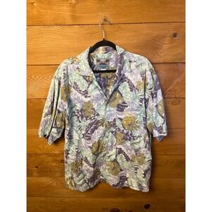 Double Impact Floral Hawaiian Shirt Mens‎ Short Sleeve Button Up Resort Luau XL
